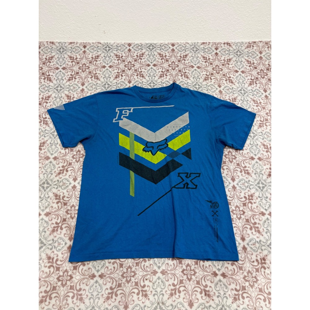 Fox Racing Mens Blue Nineteen Seventy Four Graphic T-Shirt Large Regular Fit